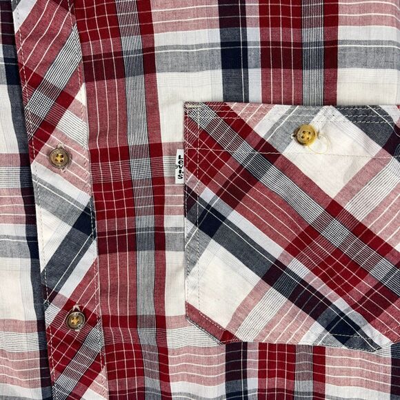 Levis Shirt Mens Extra Large Red Plaid Farm Chore Work Two Horse Brand White Tab - Picture 6 of 12